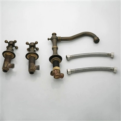 Bianca Antique Brass Dual Handled Bathroom Sink Faucet